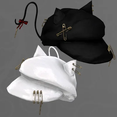 パンクな猫耳キャスケットv4（PhysBone設定済み・テクスチャ差分7色）