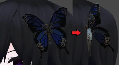 機械仕掛けな蝶髪飾り（羽ばたきAnimation設定済み）