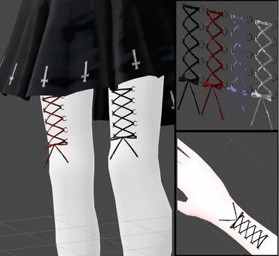 コルセットピアス（調整用ボーン入り・4色テクスチャ差分）