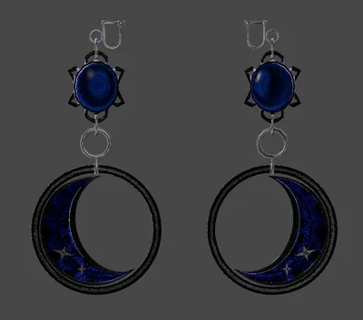 三日月形イヤリング/ピアス（アニメーション・Dynamicbone設定済み）