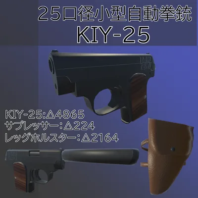 3Dモデル 25口径小型自動拳銃 KIY-25
