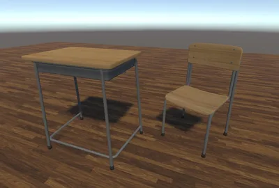 【VRChat向け3Dモデル】学校　机　椅子