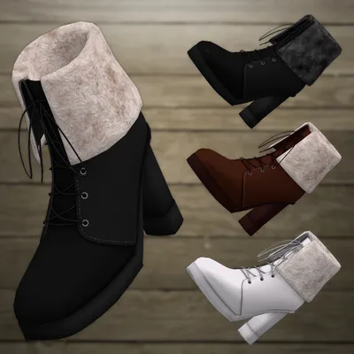 モコついたショートブーツ（4色差分テクスチャ入り）