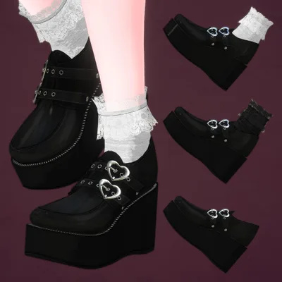 ダブルベルト厚底靴（靴下差分付き）