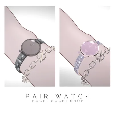 PB ペア宝石時計&ブレスレット 秒針アニメーションつき