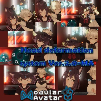 【 ヘッド変形システム /HDS-MA対応】叩く・押しつぶす・引っ張る /Modular Avatar/Head deformation system Ver.2.01