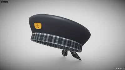 [FBX] リボンべルト２枚はぎベレー（ダークネイビー・チェックリボン）🪙