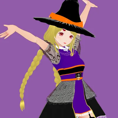 魔法使い女子【無料・オリジナル3Dモデル(VRM・MMD)+VRoid Studio用衣装テクスチャ付】