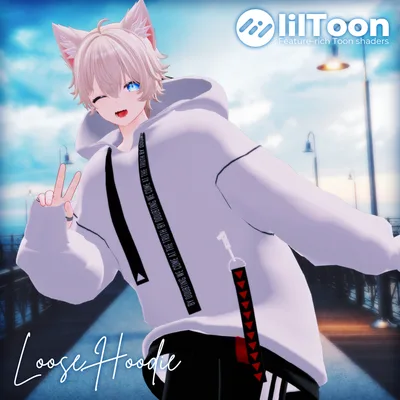 【 𝐀𝐎𝐏𝐎𝐍 】ルーズフード, Loose Hoodie⭐️アバター多対応 ㅡ 【 VRChat 3D Clothes 】