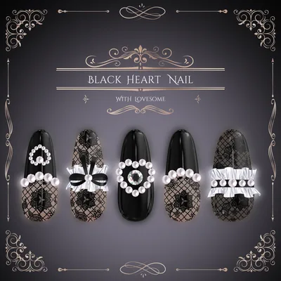 【4アバター対応】🖤『Black_Heart_Nail』🖤