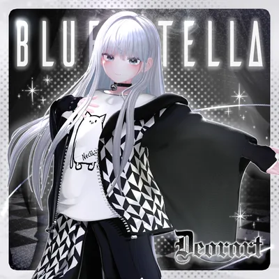 【Deorart モデル No.1リメイク】パンク系振袖パーカー・サルエルパンツコーデセット＆とろとろねこNECOLA #BLUESTELLA