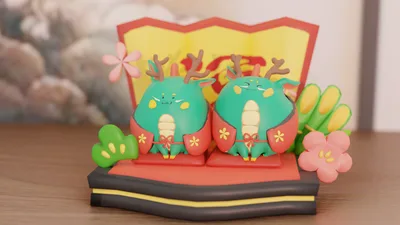 お正月の辰の置き物3Dモデル