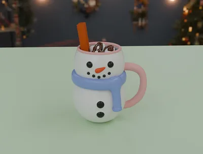 【Blender】 雪だるまのマグカップ snowman mug【VRChat】