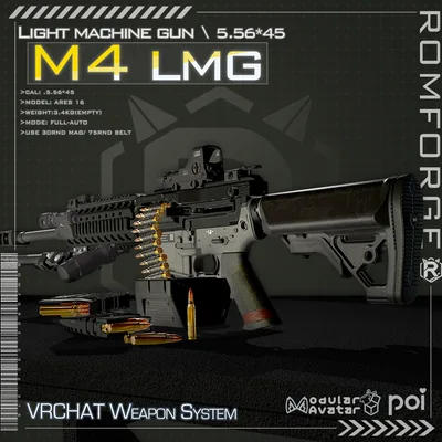 【VRChat想定】M4 LMG System【ギミック付き】