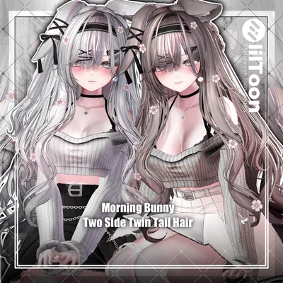【VRC想定】Morning Rabbit Two Side Twin Tail Hair
