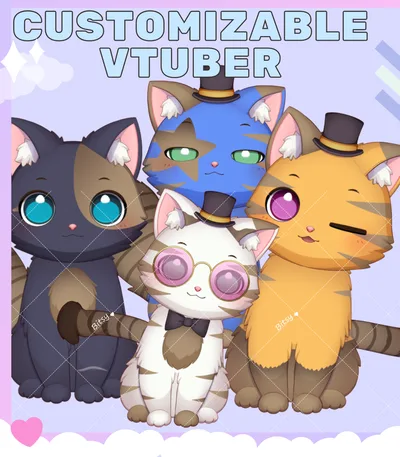 招き猫 キリイト Vtuberペット | Vtuber向けVtube Studio Live2D動物ペットアセット cat