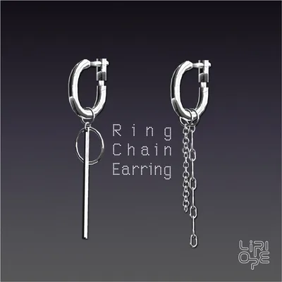 【 VRCアクセサリー 】RingChainEarring【 for VRChat 】