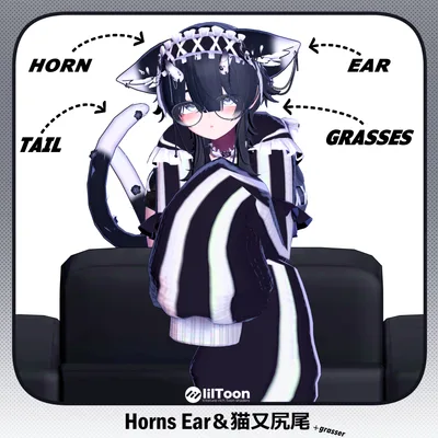 Horns Ear & 猫又尻尾