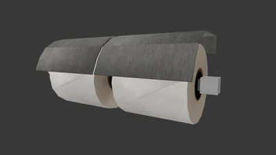 【3D小道具】トイレットペーパーホルダー(紙引き出しギミック付き)