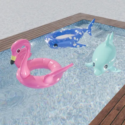 【Blender】 動物の浮き輪(フラミンゴ・ジンベイザメ・イルカ) Animal floats
