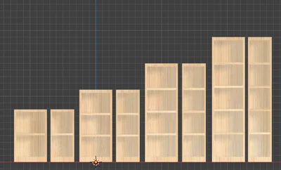 【無料DL/Free Download】本棚　3Dモデル　800/1100/1500/1900×Wide350/500