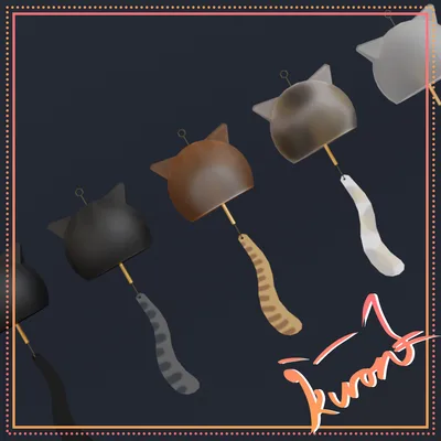 【3Dモデル】猫型風鈴～揺れるアニメーションと猫の鳴き声つき～