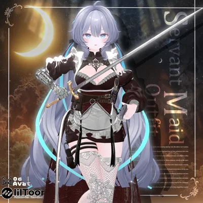 💖復活記念セール中！💖【20アバター対応】銃、剣、義手ギミック付き！3D衣装『Servant Maid Outfit – 機巧従者メイド装束』【VRChat想定】#Millenoa
