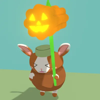 【無料】かぼちゃ柄のハンマー【3Dモデル】