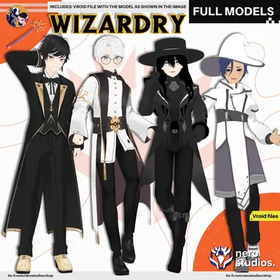 MAGICIAN HALLOWEEN COSTUME WIZARD BOY HANDSOME HAIRSTYLE MAGICAL ELEGANT (VROID FILES) /   3Dモデル 魔法使い マジシャン コート ファンタジー 制服 魔法のような 髪型 ハロウィン
