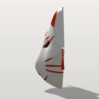 【VRChat想定】狐のお面（白）｜Head 装飾品・顔用｜和風・祭り・縁日【Modular Avatar 設定済みPrefab / unitypackage・FBX】