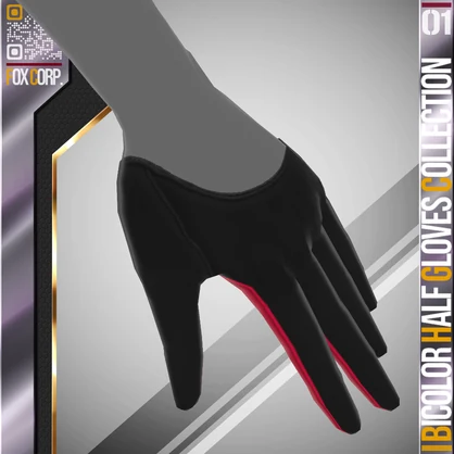 [XWear対応] VRoid用 多色展開 バイカラーハーフグローブコレクション - Bicolor Half Gloves Collection