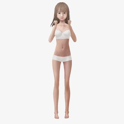 適度なリアル感の着せ替えドール　茶髪の女の子　素体 vroidデータ　VRMデータ