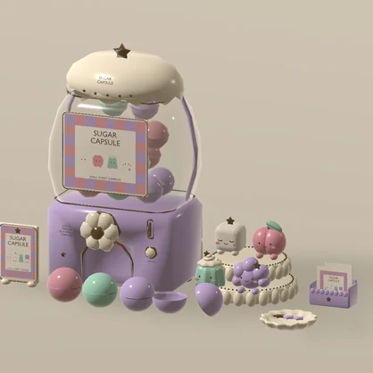 【VRChat】SUGAR CAPSULE CORNER｜かわいいガチャガチャ・カプセルトイ小物13種・3色 / Gacha Machine & Capsule Toy Props