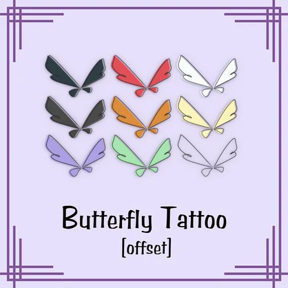 【3Dアクセサリー】蝶々のタトゥー Offset ver. 9色セット