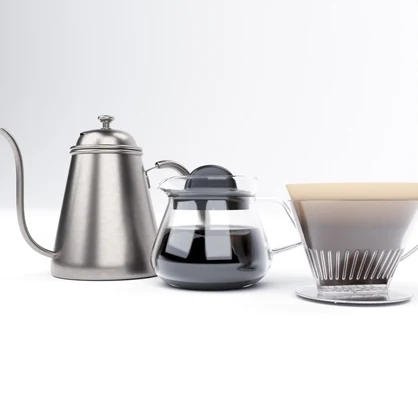 コーヒードリッパーとポットとケトル【3Dモデル】Coffee Dripper & pot & Kettle