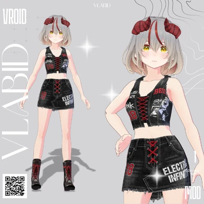 【VRoid正式版】Crimson Punk Set |Daily Set VRoid Studio Outfit | Customitem| Punk Outfit| Rebel Outfit| Edgy Outfit| Chic Set Outfit|Vtuber Outfit | Virtual Fashion| Monocrome Outfit
