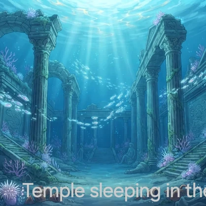 無料配布｜背景画像｜海に眠る神殿【16:9】PC壁紙 配信背景