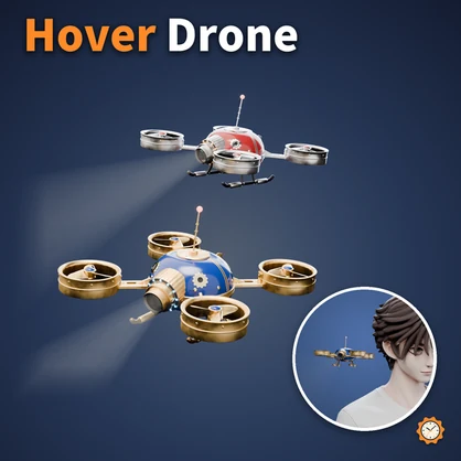 Hover Drone - Brass Propellers Spin, Searchlight, Flies Around You | VRChat
