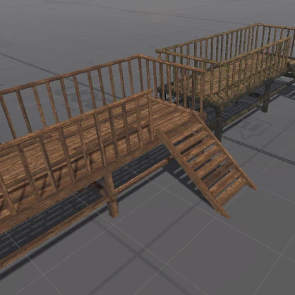 【3D屋外小物】公園の展望台とかにある小さめのウッドデッキ【VRChat向け】