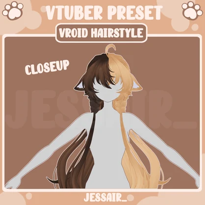 【VRoid 髪型 - Hairstyle Preset】Long Cute Hairstyle with PHYSICS and Ears | Cute | Giggle | Aesthetic | Vtuber Girl |