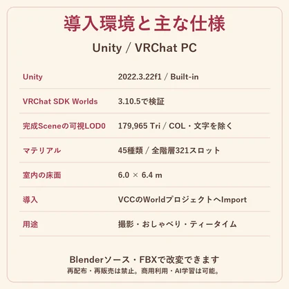 いちごの午後｜紅茶とお菓子の小さなお店【VRChat PCワールド／FBX同梱】