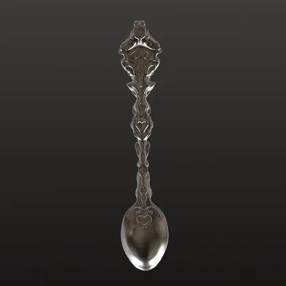 薔薇のシルバースプーン　3Dデータ（OBJ,STL）