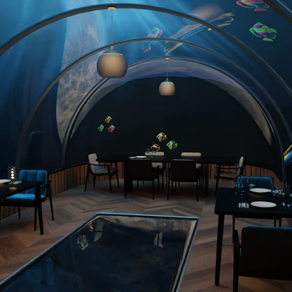 【Blender】深海トンネルカフェ Deep Sea Tunnel Café