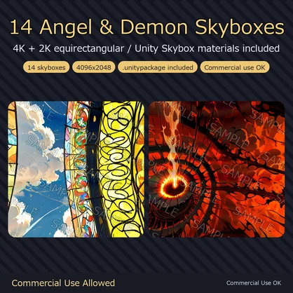 14 Angel & Demon Skyboxes - Heaven & Hell 360 Panoramas | 4K + 2K Equirectangular PNG & Unity Skybox Materials (.unitypackage)
