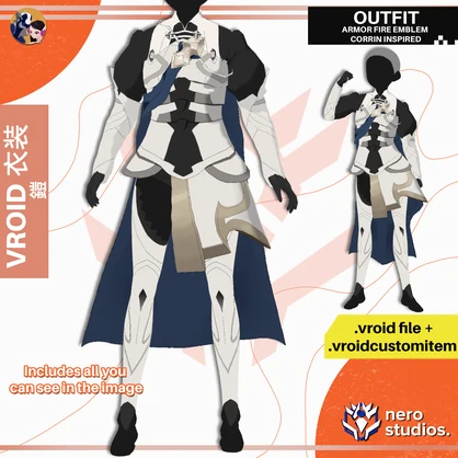 【VRoid 衣装】 鎧セット ｜ VRoid用ファンタジーセルシェード衣装 / FIRE EMBLEM CORRIN INSPIRED ARMOR ANIME CELL SHADED STYLE FULL SET PRESETS