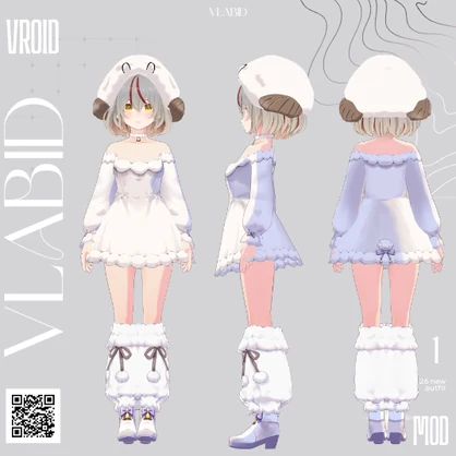 【VRoid正式版】Snowy Lamb Set|Daily Set VRoid Studio Outfit | Customitem| Edgy Outfit| Chic Set Outfit|Vtuber Outfit | Virtual Fashion| Virtual Youtuber| Cute Outfit