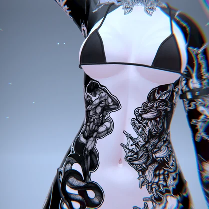 👺 Half Devil Half Angel Sio Tattoo / 半分悪魔半分天使 Sio タトゥー😇