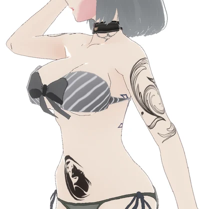 夜狐 - 月と狐と星のシンプルタトゥーデカール - VRoidテクスチャ＋高解像度PNG - Dark Sings