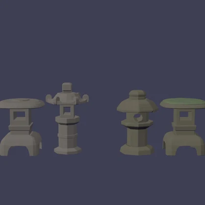 【3Dモデル】ローポリ石灯籠パック_有料版