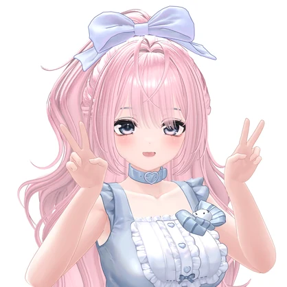 【VRC Hair】 Ribbon Wavy Half-Up 【13アバター対応】